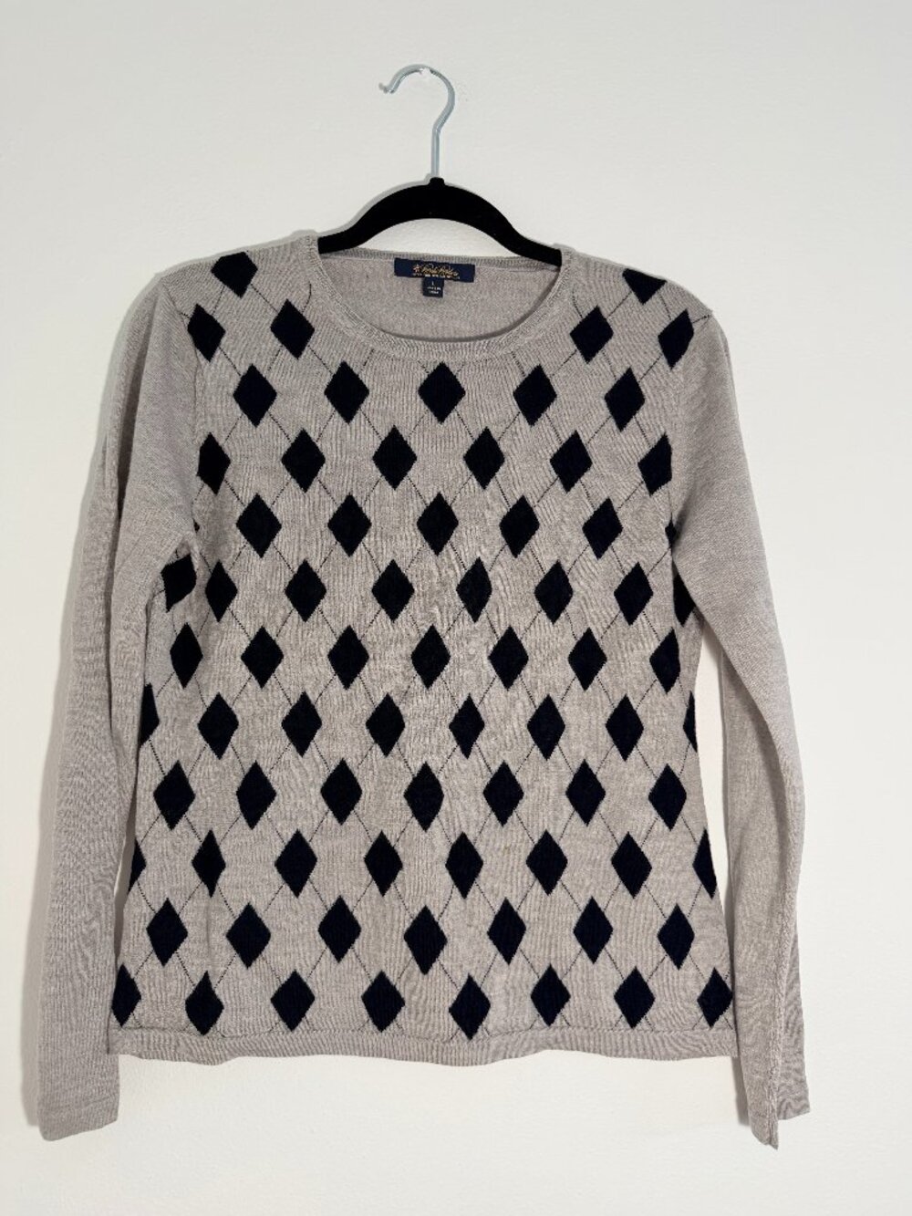 Brooks Brothers Extra Fine Italian Merino Wool Argyle Sweater L Old Money Preppy - Picture 2 of 5